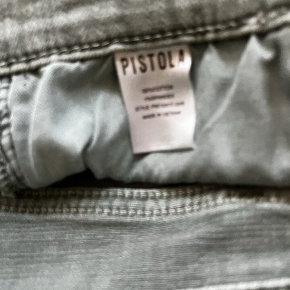 Pistola Winston High Rise Stretch Green Distressed Hey Shorts - Olive Size 26 - Picture 4 of 5